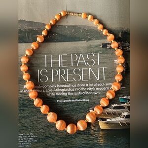 Vintage tangerine silk-beaded necklace